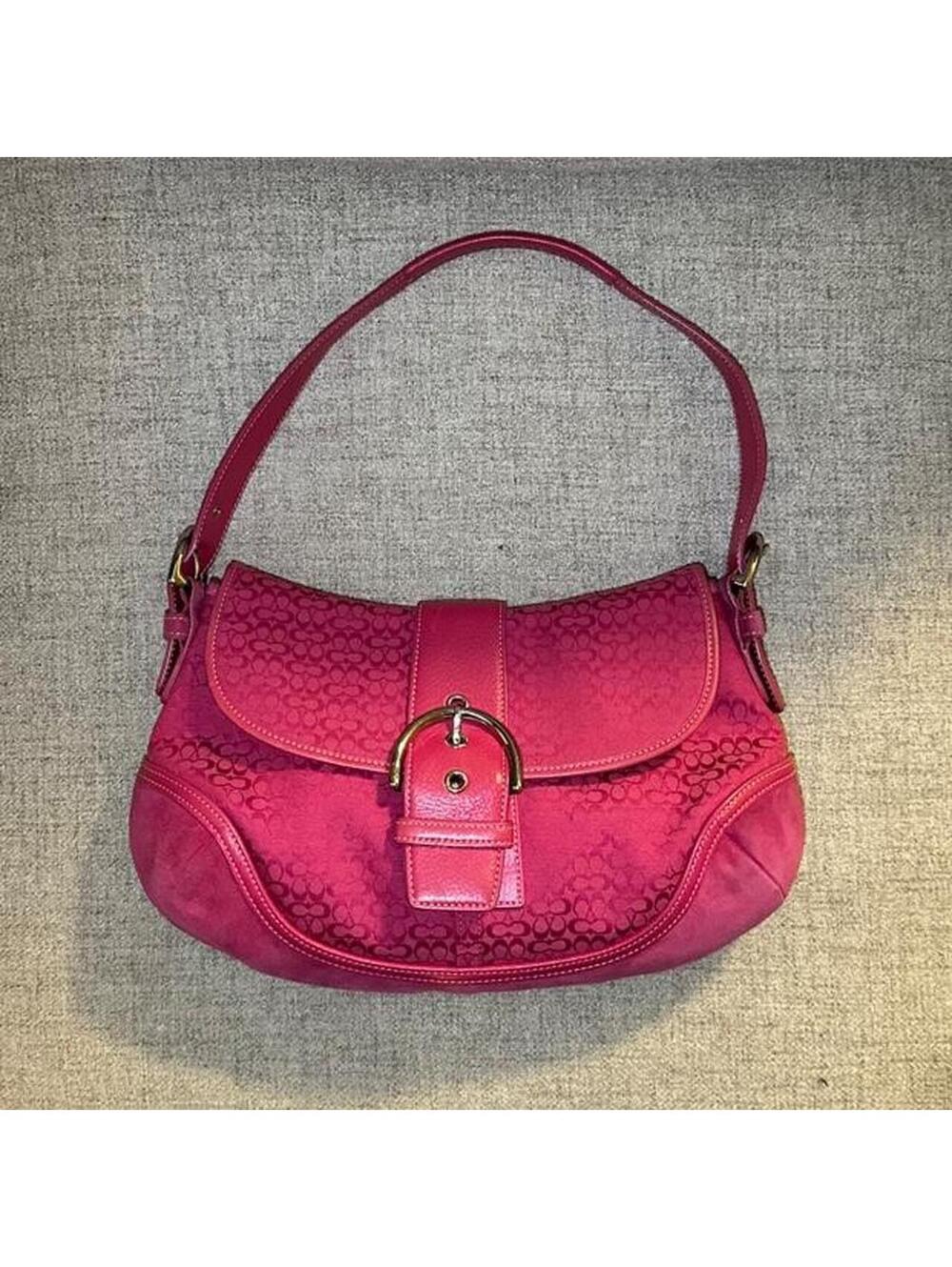 Y2K vintage pink suede coach soho large style number 6808
